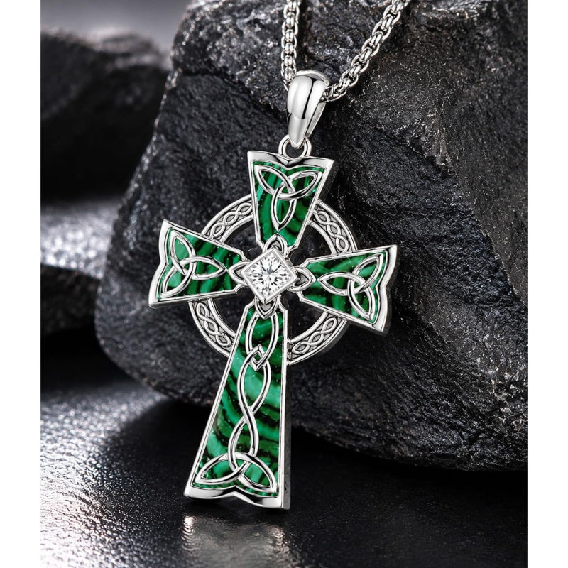 14K Gold Plated Celtic Vikin Cross Pendant Necklace Irish Jewelry Religious Protective Gift