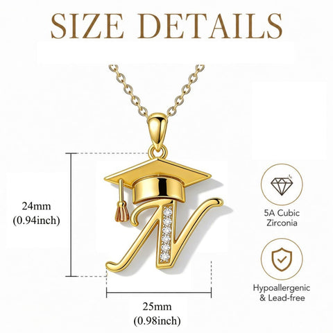 Initial  Graduation 14K Gold Plated Inspiring Grad Pendant Necklace Graduations Jewelry Gifts