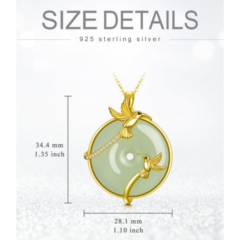 14K Gold Plated Natural Jade Hummingbird Cat Dragonfly Butterfly Bee Pendant Necklace for Women