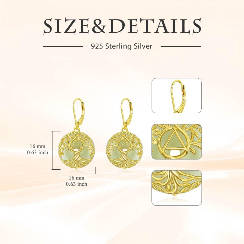 14K Gold Plated Natural Jade  Earrings for Women Good Fortune Jewelry Birthday Mother's Day Gifts