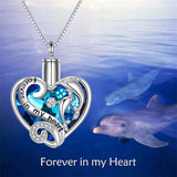 Dolphins Crystal Necklace Sterling Silver Cremation Jewelry for Ashes Urns for Human Ashes Pendant Necklace