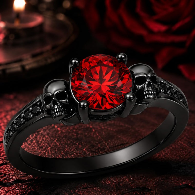 Sterling Silver 10K 14K 18K Gold Personalized Gothic Skull Ring Exquisite Spooky Jewelry for Halloween Lovers