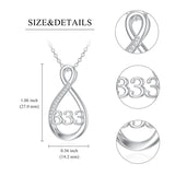 Sterling Silver 111 222 333 444 555 777 888 999 Infinity Angel Number Pendant Necklace