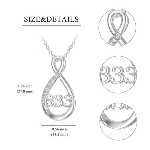 Sterling Silver 111 222 333 444 555 777 888 999 Infinity Angel Number Pendant Necklace
