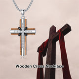 Sterling Silver Wooden Cross Pendant Necklace