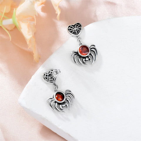 Sterling Silver Cubic Zirconia Spider Stud Earrings