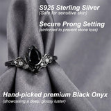 Sterling Silver 10K  14K  18K Gold 1CT-4CT Black Onyx Engagement Ring Gothic Wedding Promise Ring