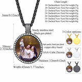 Copper Cubic Zirconia Round Personalized Photo Pendant Necklace