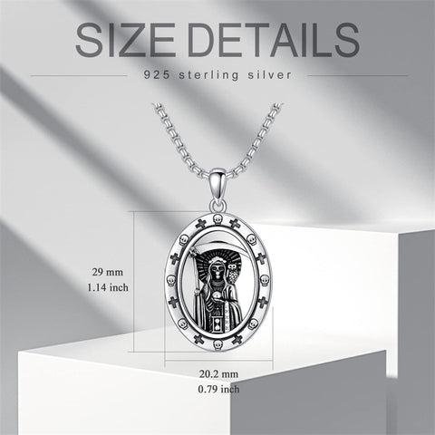 Sterling Silver Aztec Lion Cross Pendant Necklace