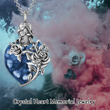 Sterling Silver Heart TearDangle Crystal Rose Cremation Urn Necklace for Ashes