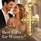 Minimalist Cross Pendant Necklace 14K Gold Plated for Women Faith Jewelry Religious Gifts