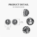 Sterling Silver Viking Raven Crow Skull Stud Earrings