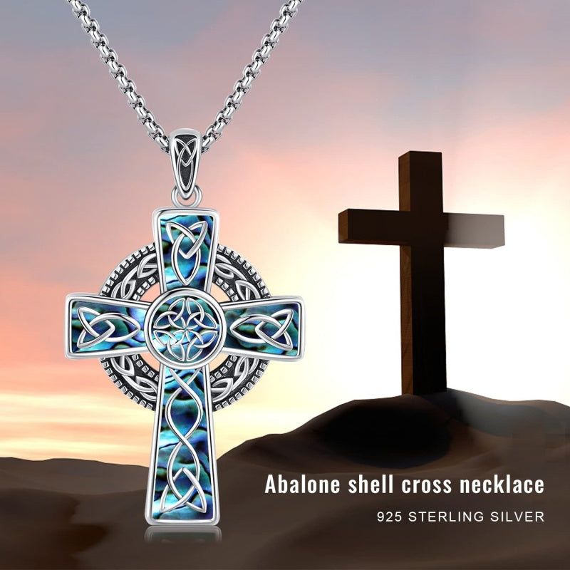 14K Gold Plated Celtic Vikin Cross Pendant Necklace Irish Jewelry Religious Protective Gift