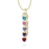 Copper Sterling Silver Personalized 1-6 Simulated Birthstones Mother's Name Heart Pendant Necklace