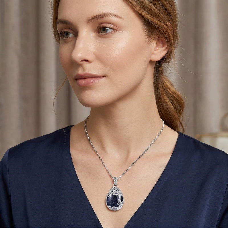 14K Gold Plated Teardrop Tree of Life Necklace for Women
