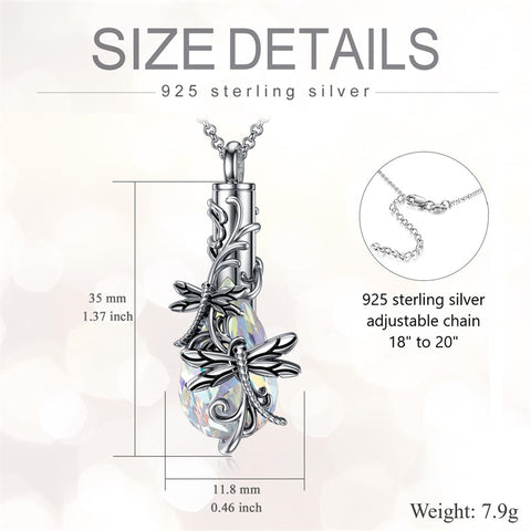 Sterling Silver Teardrop Crystal Butterfly Dragonfly Fox Hummingbird Phoenix Tree of Life Urn Necklaces for Ashes