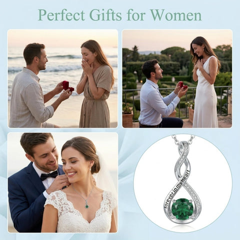 14K Gold Plated 12 Month Birthstone Infinity Twisted Pendant Necklace Mother's Day Christmas Anniversary Birthday Gift