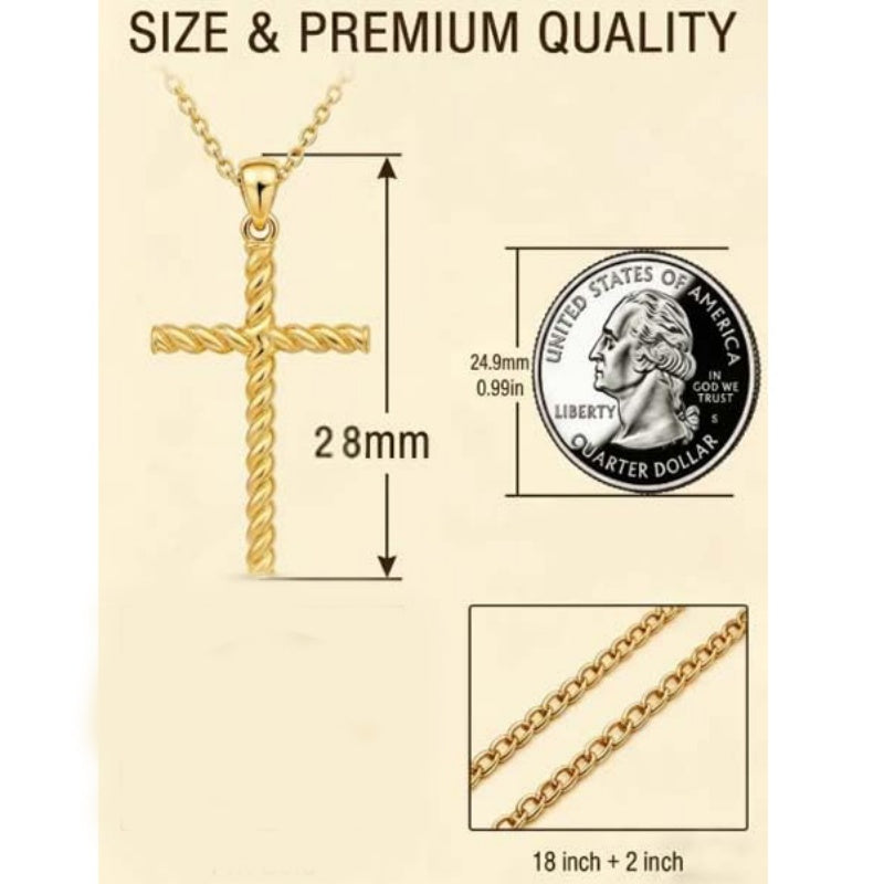 14K Plated Gold Cross Pendant Crucifix Necklace Christian Jewelry Baptism Religious Faith