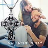 14K Gold Plated Celtic Vikin Cross Pendant Necklace Irish Jewelry Religious Protective Gift