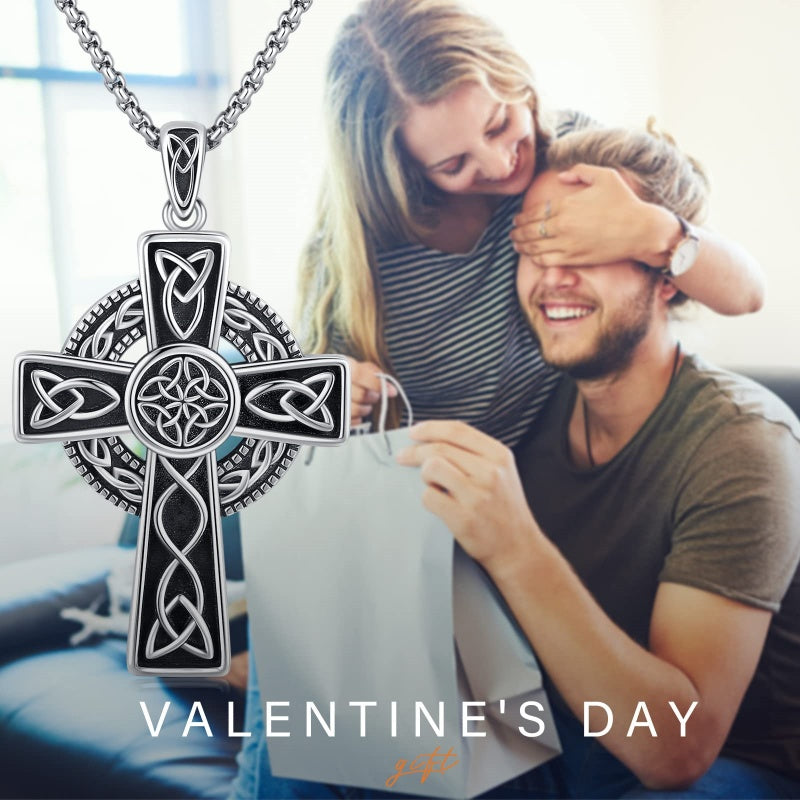 14K Gold Plated Celtic Vikin Cross Pendant Necklace Irish Jewelry Religious Protective Gift