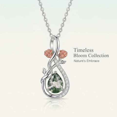 Sterling Silver Teardrop Gemstone Rose Butterfly Infinity Heart Necklace for Women