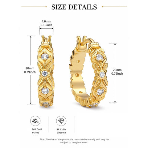 14K Gold Plated Hoop Earrings Jewelry Gift for Birthday Anniversary Mother's Day