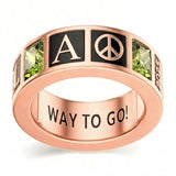 Sterling Silver 10K 14K 18K Gold Personalized Birthstone Pattern High School College Class Ring