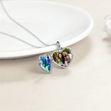 Sterling Silver Abalone Shell Heart Hummingbird Urn Locket Necklace for Ashes