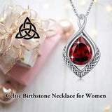 Sterling Silver Birthstone Teardrop Infinity Celtic Knot Pendant Necklace