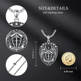 Saint Michcel Necklace 925 Sterling Silver Amulet Medal Jewelry for Men Women with 2.5mm 22"+2" Rolo Chain (with Gift Box)