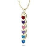 Copper Sterling Silver Personalized 1-6 Simulated Birthstones Mother's Name Heart Pendant Necklace