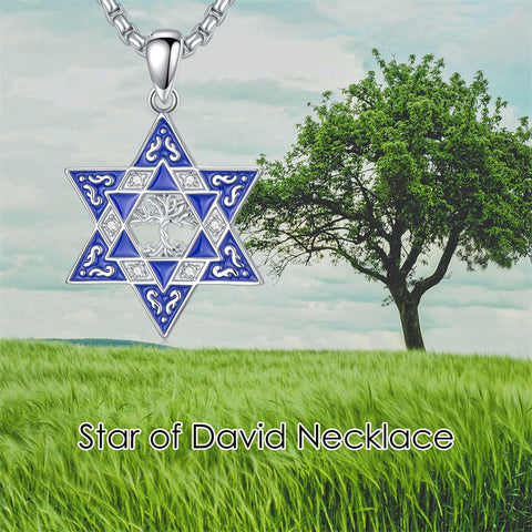 Sterling Silver Star of David, Evil Eye, Tree of Life, Cross Lion, Chai Pendant Necklace