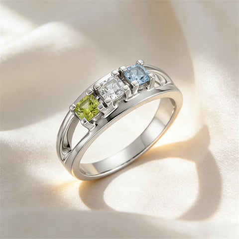 Sterling Silver 2-5 Birthstones Family Ring Gifts for Mother's Day