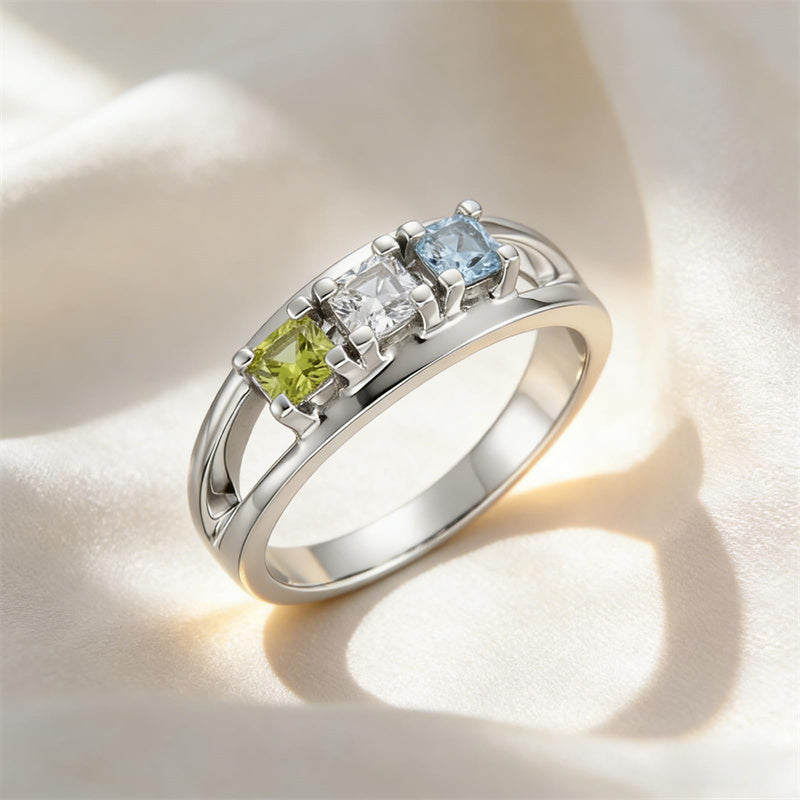Sterling Silver 2-5 Birthstones Family Ring Gifts for Mother's Day