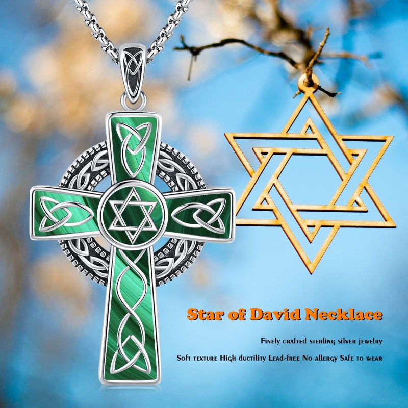 14K Gold Plated Celtic Vikin Cross Pendant Necklace Irish Jewelry Religious Protective Gift