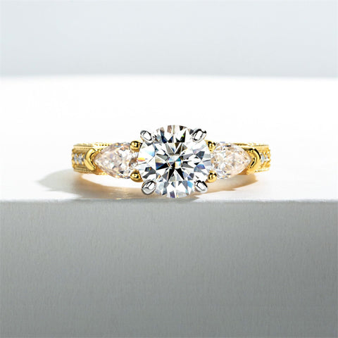 Sterling Silver 3 Stone 3CT/5CT Moissanite Engagement Ring Promise Anniversary Ring for Women