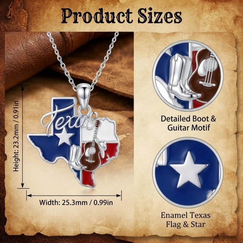 Sterling Silver  Bluebonnets Cow Skull Cowboy Hat Boot Cactus Cowgirl Texas Necklace Texas Necklace