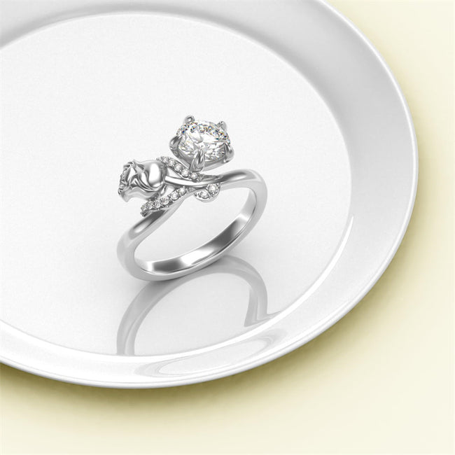 Rose Flower Moissanite Rings for Women Wife Sterling Silver Promise Rings Moissanite Engagement Wedding Ring