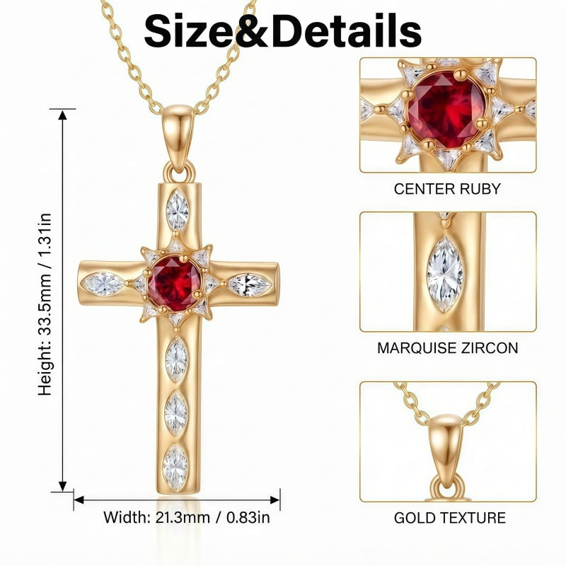 14K Gold Plated Birthstone Infinity  Cross Pendant NecklaceJewelry for Women