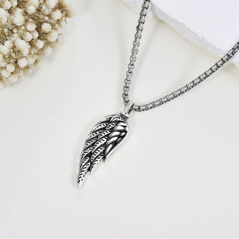 925 Sterling Silver Wing Urn Necklace for Ashes Necklace Angel Wing Cremation Jewelry Memory