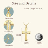 14K Gold Plated Cubic Zircon Cross Pendant Necklace for Men Birthdays Anniversary Christmas Father's Day Gift