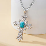 14K Gold Plated Turquoise Cross Pendant Necklace
