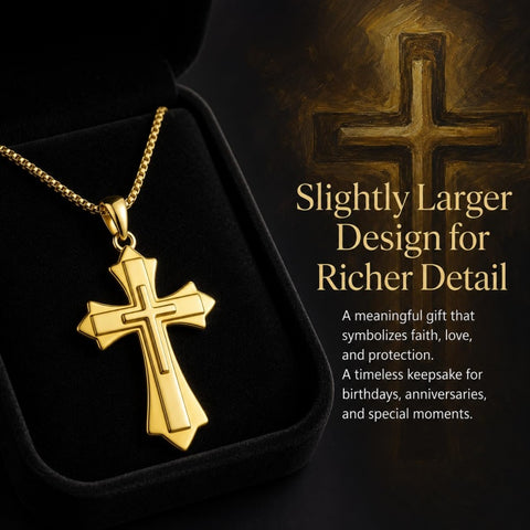 Cross Pendant Necklace  14K Gold Plated Christian Faith Jewelry