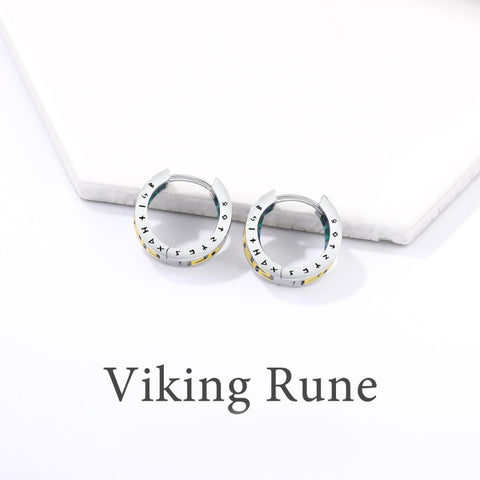 14K Gold Plated  Viking Hoop Earrings