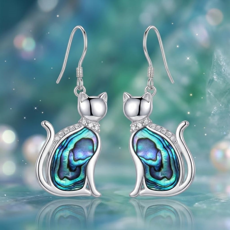 Sterling Silver Abalone Shell Hummingbird Owl Sea Turtle Cat Frog Horse Seahorse Dangle Earrings  Gifts for Christmas