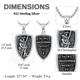 St Christopher Necklace 925 Sterling Silver Saint Medal Protection Necklace Christian Amulet Jewelry Gifts for Men Women