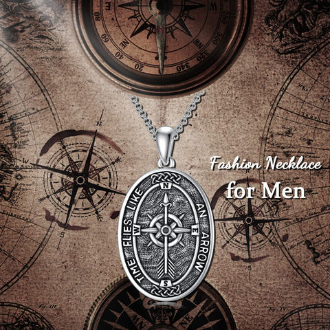 Sterling Silver Amulet Compass Necklace Pendant Necklace