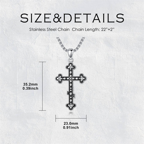 Sterling Silver Orthodox Cross Pendant Necklace Religious Gift