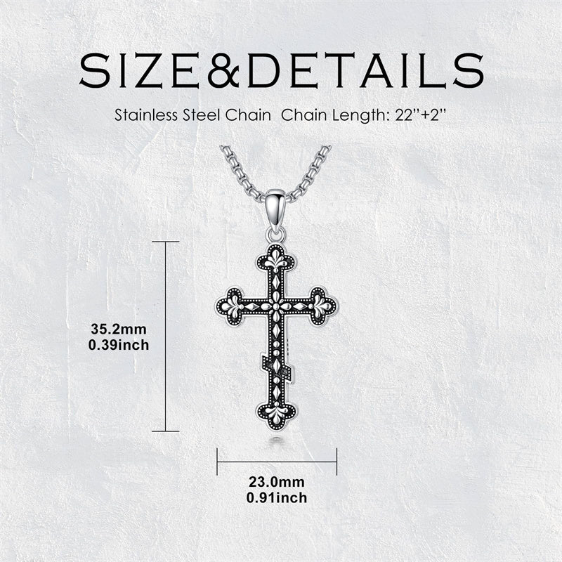 Sterling Silver Orthodox Cross Pendant Necklace Religious Gift