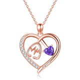 10K 14K 18K Gold Heart Birthstone Personalized Engraved Stethoscope Pendant Necklace